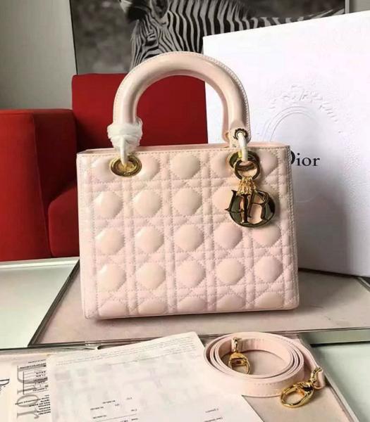 Christian Dior Pink Original Patent Leather Tote Bag Golden Metal