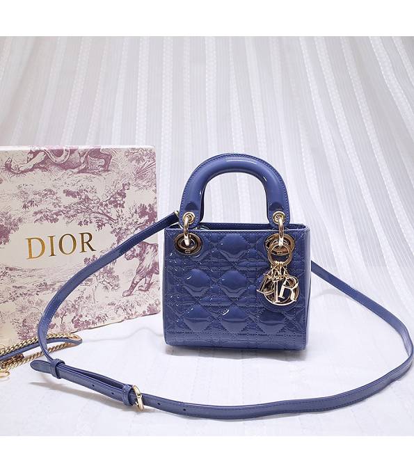 Christian Dior Purple Original Patent Leather Golden Metal 17cm Tote Bag