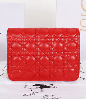 Christian Dior Red Lambskin Leather Mini Shoulder Bag With Pink Leather Inside