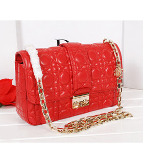 Christian Dior Red Original Lambskin Leather Small Chains Bag
