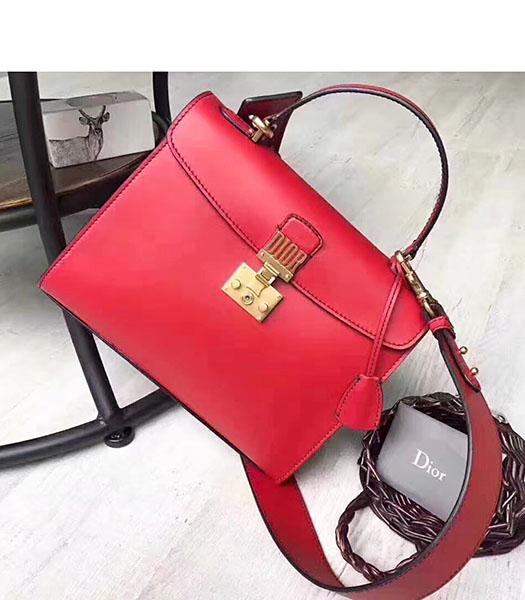 Christian Dior Red Original Leather Top Handal Bag