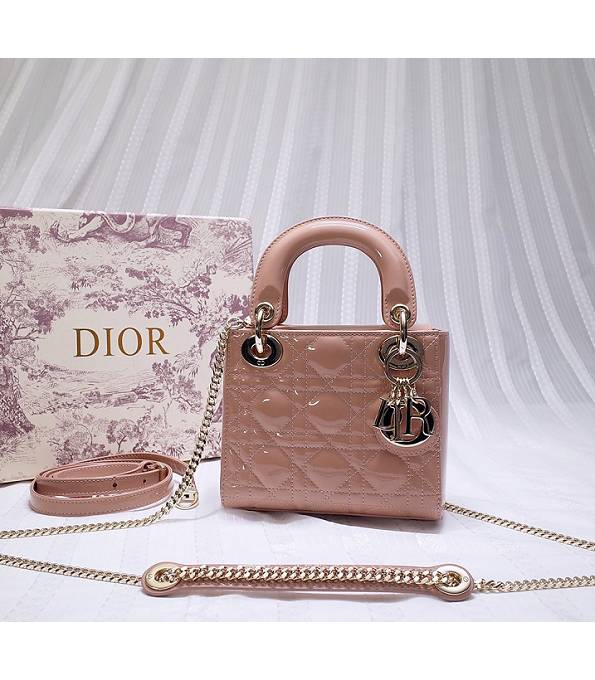 Christian Dior Rose Pink Original Calfskin Leather Golden Metal 17cm Tote Bag