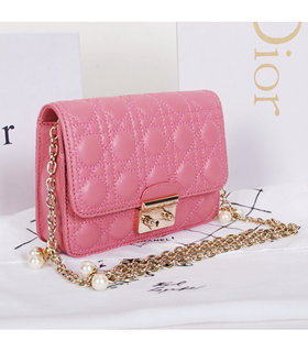 Christian Dior Sakura Pink Lambskin Leather Mini Shoulder Bag With Pink Leather Inside