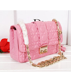 Christian Dior Sakura Pink Original Lambskin Leather Small Chains Bag