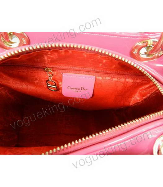Christian Dior Small Fuchsia Patent Leather Tote With Golden Chain And Pearl-6
