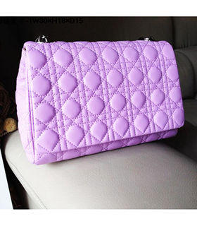 Christian Dior Soft Flap Shoulder Bag In Light Purple Lambskin Leather 