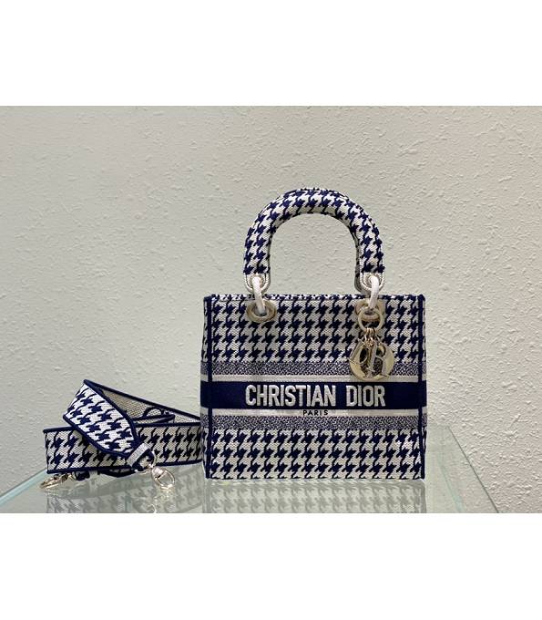 Christian Dior Thousand Birds Embroidered Blue Canvas With Original Leather 24cm Tote Bag