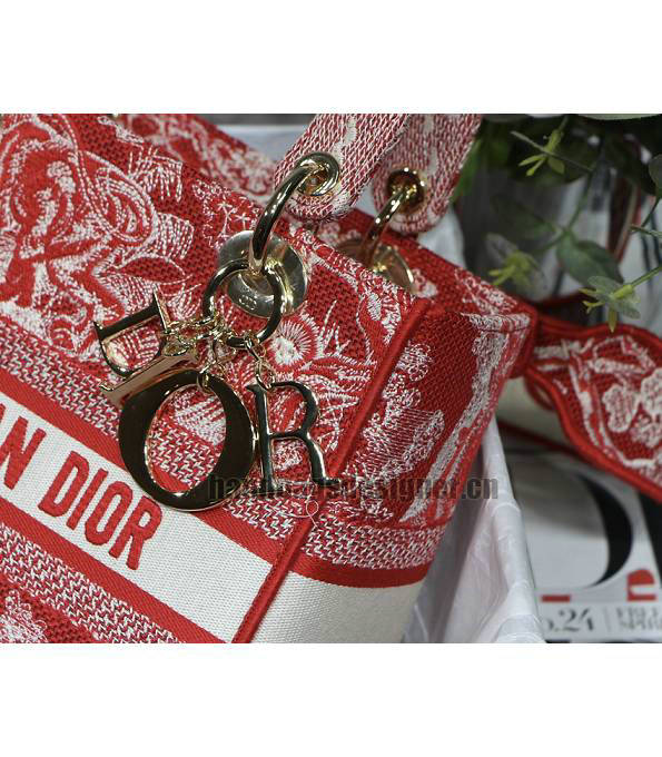 Christian Dior Tiger Red Canvas With Original Leather 24cm Tote Bag-2