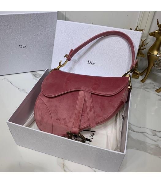 Christian Dior Velvet Original Oblique Saddle Bag Pink