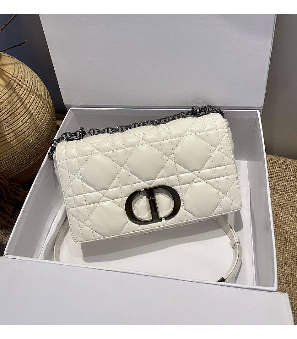 Christian Dior White Original Supple Cannage Calfskin Large 28cm Caro Bag