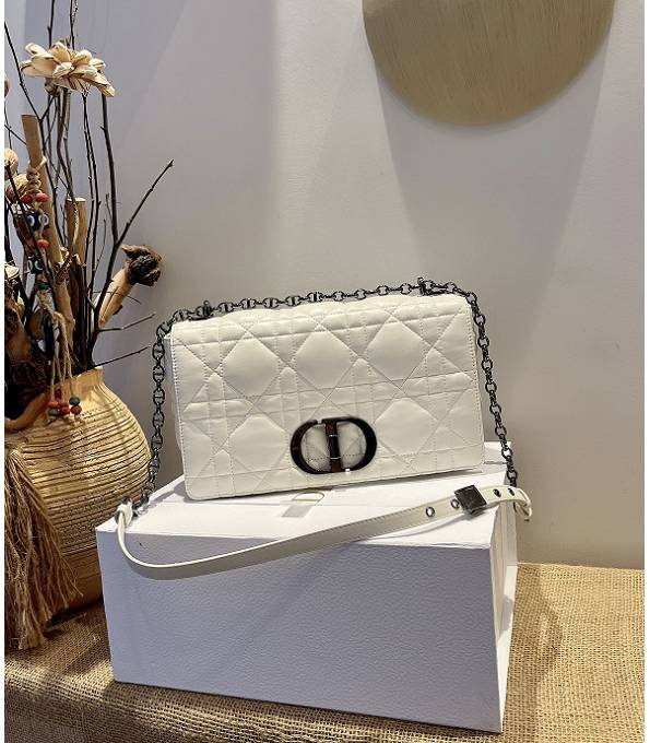 Christian Dior White Original Supple Cannage Calfskin Medium 25cm Caro Bag