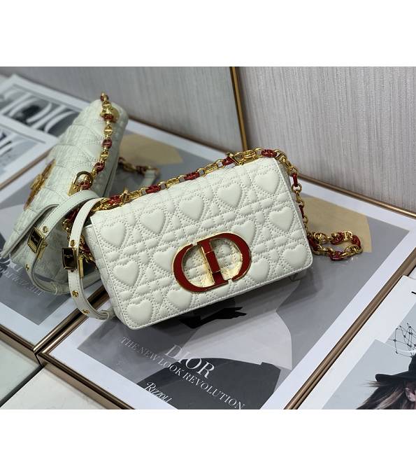 Christian Dior White Original Supple Cannage Calfskin Small 20cm Caro Bag