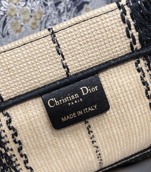 Christian Dior White Stripe Canvas 41cm Book Tote Bag-1