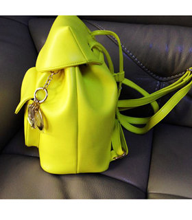 Christian Dior Yellow Calfskin Leather Backpack
