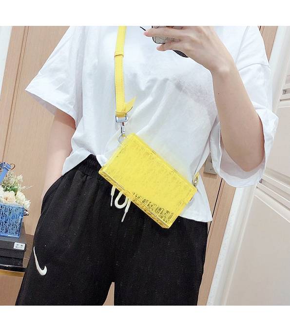 Christian Dior Yellow Oblique Plexiglass Acrylic With Original Calfskin Leather Pouch Bag