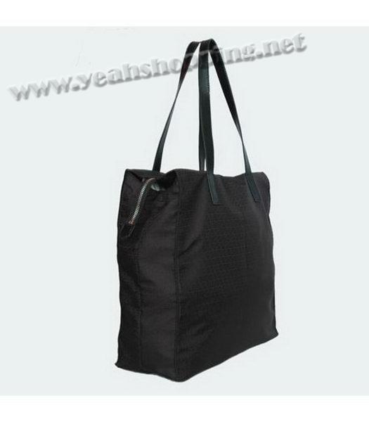 Fendi 2010 New Canvas Handbag Black with Calfskin Trim-1