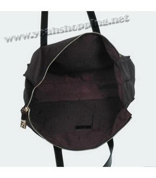 Fendi 2010 New Canvas Handbag Black with Calfskin Trim-4