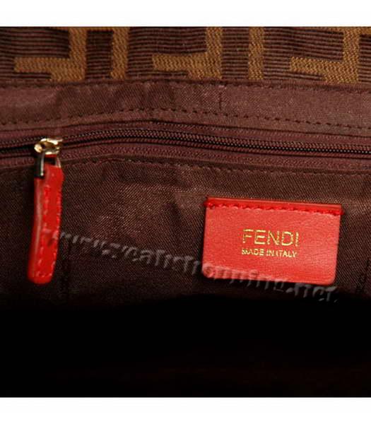 Fendi 2010 New Canvas Handbag with Red Leather Trim-4