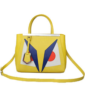 Fendi 2jours Angry Birds Yellow Leather Small Tote Bag