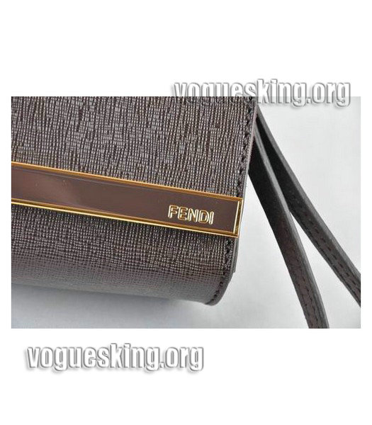 Fendi 2jours Apricot Soft Calfskin With Dark Coffee Imported Leather Tote Bag-4