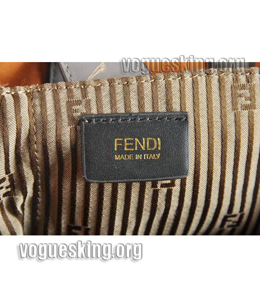 Fendi 2jours Black Studded Veins Leather Large Tote Bag-6