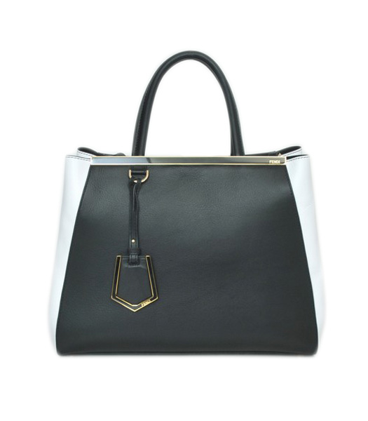 Fendi 2jours Black/White Original Leather Tote Bag