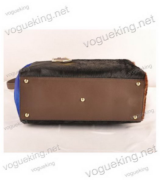 Fendi 2jours BlackBlueCoffee Horsehair Leather Tote Bag-4