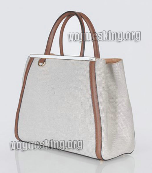 Fendi 2Jours Coffee Linen With Leather Tote Bag-1