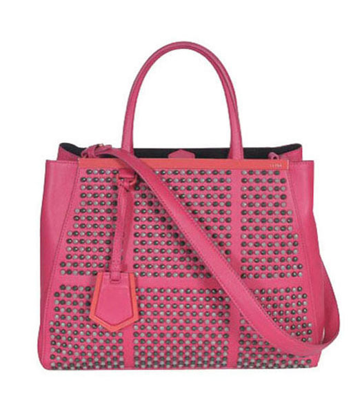 Fendi 2jours Color Studded With Fuchsia Original Leather Tote Bag