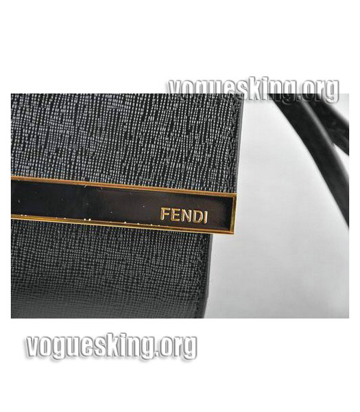 Fendi 2jours FF Fabric With Dark Red Cross Veins Leather Tote Bag-6