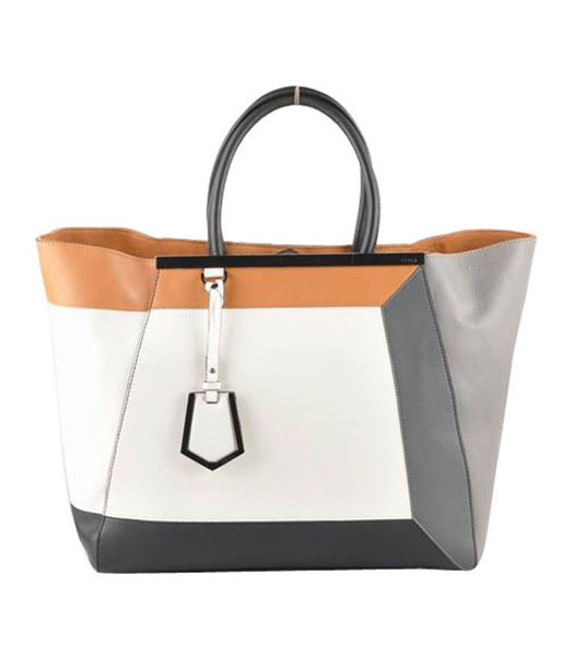 Fendi 2jours FF Pattern Coffee Leather Tote Bag