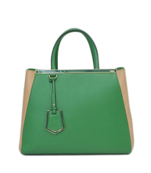 Fendi 2jours Green/Apricot Original Leather Tote Bag