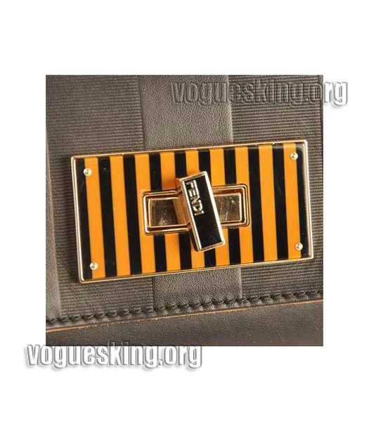 Fendi 2jours Orange Cross Veins Leather Small Tote Bag-4