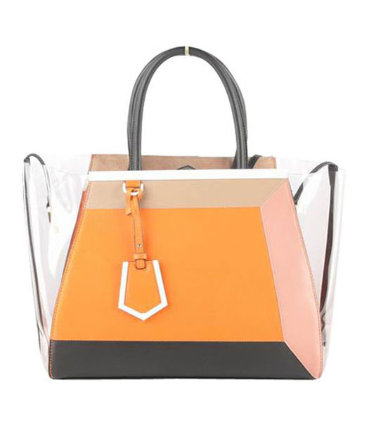 Fendi 2jours Orange Imported Leather Large Tote Bag