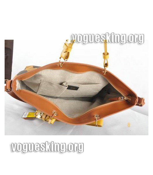 Fendi 2jours Orange Imported Leather Tote Bag-5