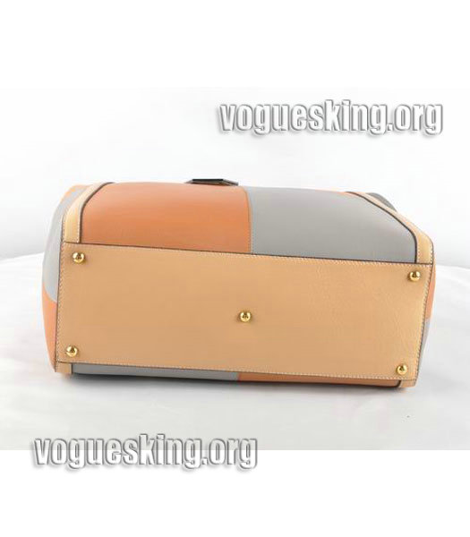 Fendi 2jours Orange Studded Veins Leather Tote Bag-4