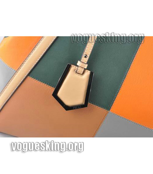 Fendi 2jours Orange Studded Veins Leather Tote Bag-5