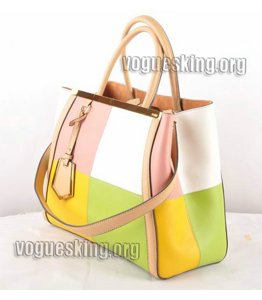 Fendi 2jours Pink Imported With Mixed Colors Leather Tote Bag-1
