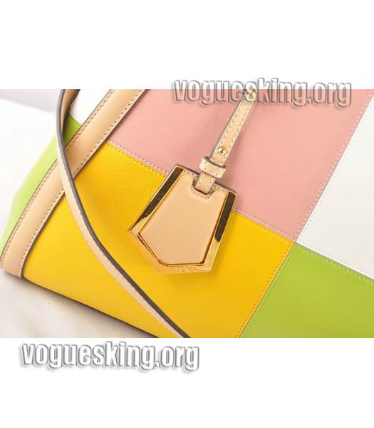 Fendi 2jours Pink Imported With Mixed Colors Leather Tote Bag-4