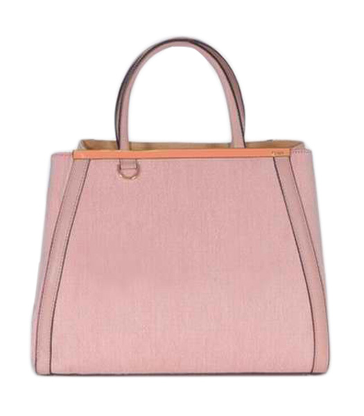 Fendi 2Jours Pink Linen With Leather Tote Bag