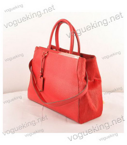 Fendi 2jours Red Calfskin With Horsehair Leather Tote Bag-1