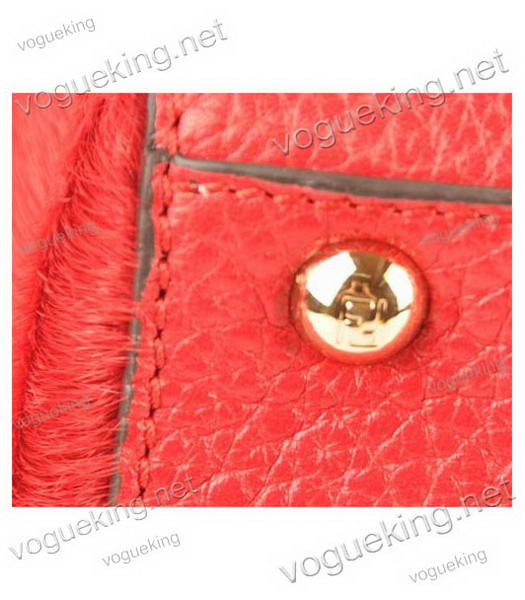 Fendi 2jours Red Calfskin With Horsehair Leather Tote Bag-4