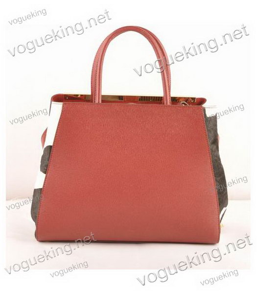 Fendi 2jours Red Cross veins With BlackWhite Horsehair Leather Tote Bag-2