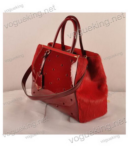 Fendi 2jours Red Patent Leather With Horsehair Leather Tote Bag-1