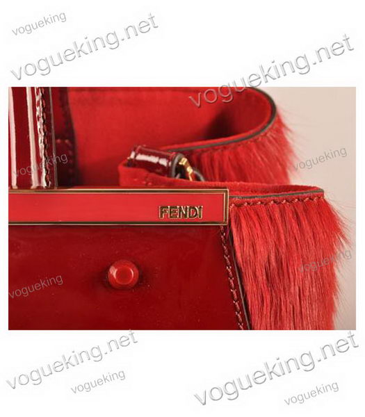 Fendi 2jours Red Patent Leather With Horsehair Leather Tote Bag-5