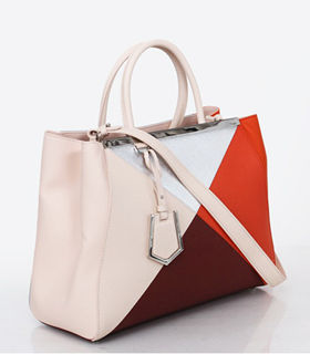 Fendi 2Jours Small Colorblock Pink Cross Veins Leather Medium Tote Bag
