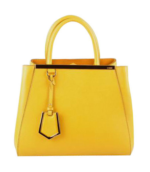 Fendi 2jours Yellow Cross veins Leather Small Tote Bag