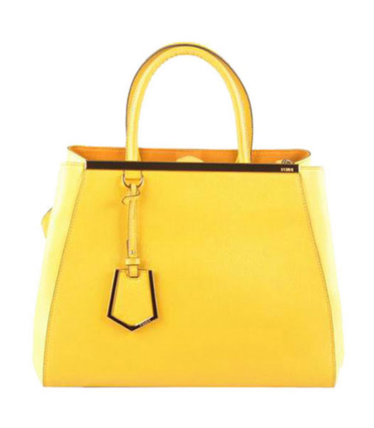 Fendi 2jours Yellow Cross veins With Lemon Yellow Ferrari Leather Tote Bag