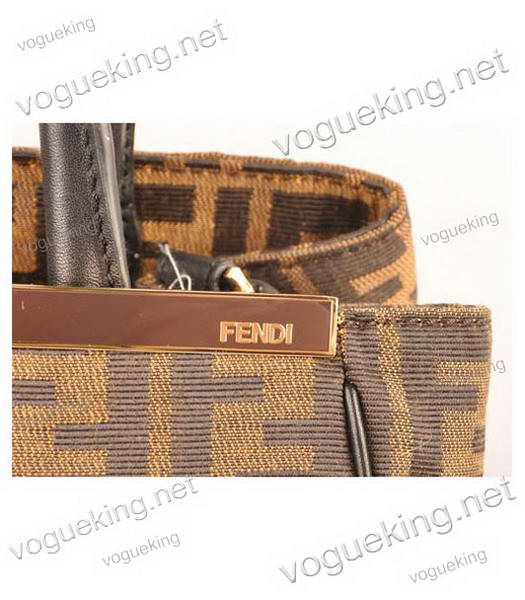 Fendi 2jours Zucca Canvas With Black Leather Small Tote Bag-5