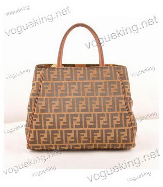 Fendi 2jours Zucca Canvas With Coffee Leather Small Tote Bag-2